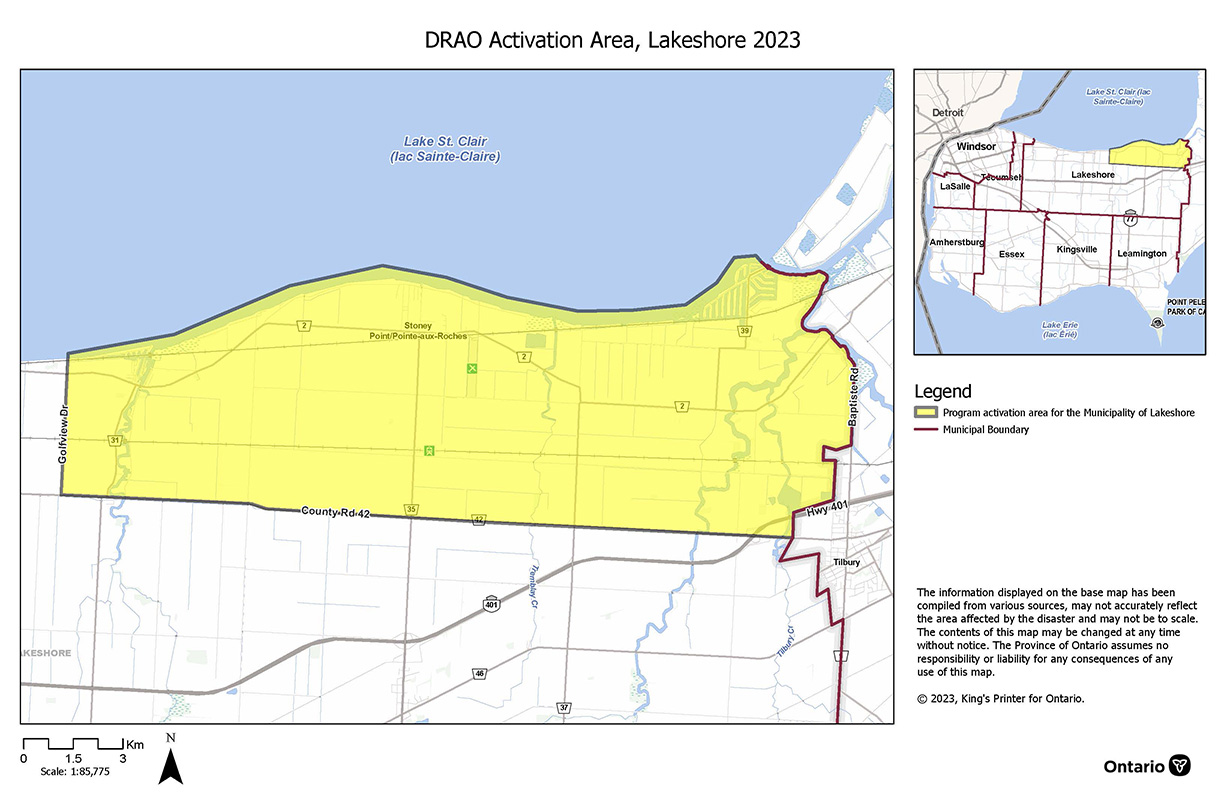 Lakeshore activation map with Stoney Point/Point-aux-Roches and Lighthouse Cove highlighted.