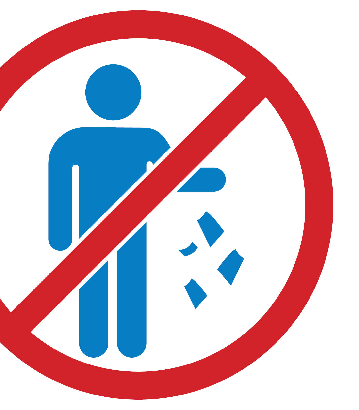 Icon of an anti-littering sign shows a person littering with a red circle and cross out.