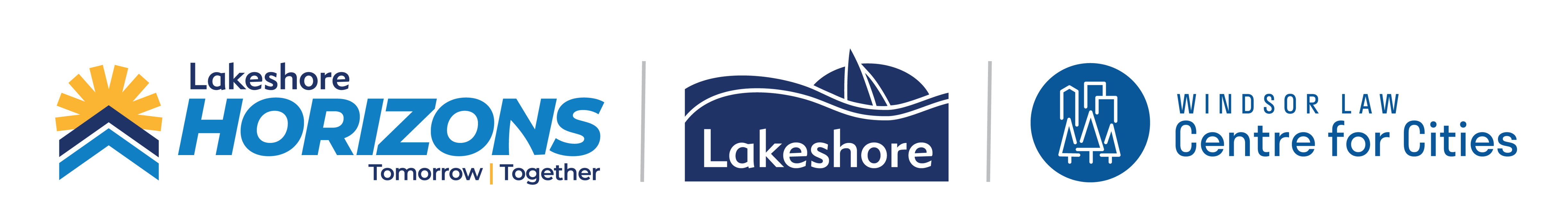 Lakeshore Horizons Logo, Lakeshore Logo, and Centre for Cities logo in a horizontal bar