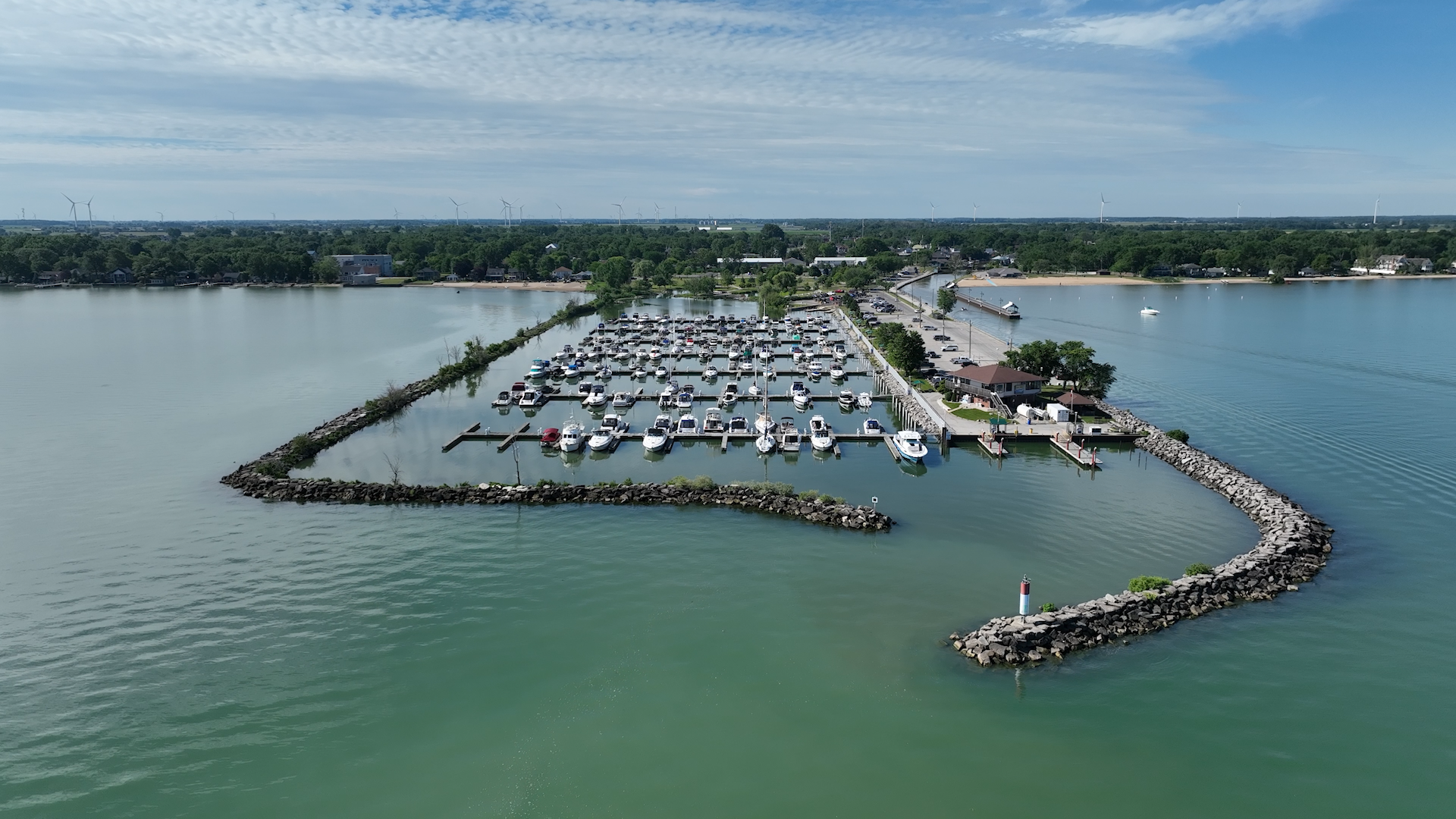 Aerial image of Belle River Marina from Lake St. Clair
